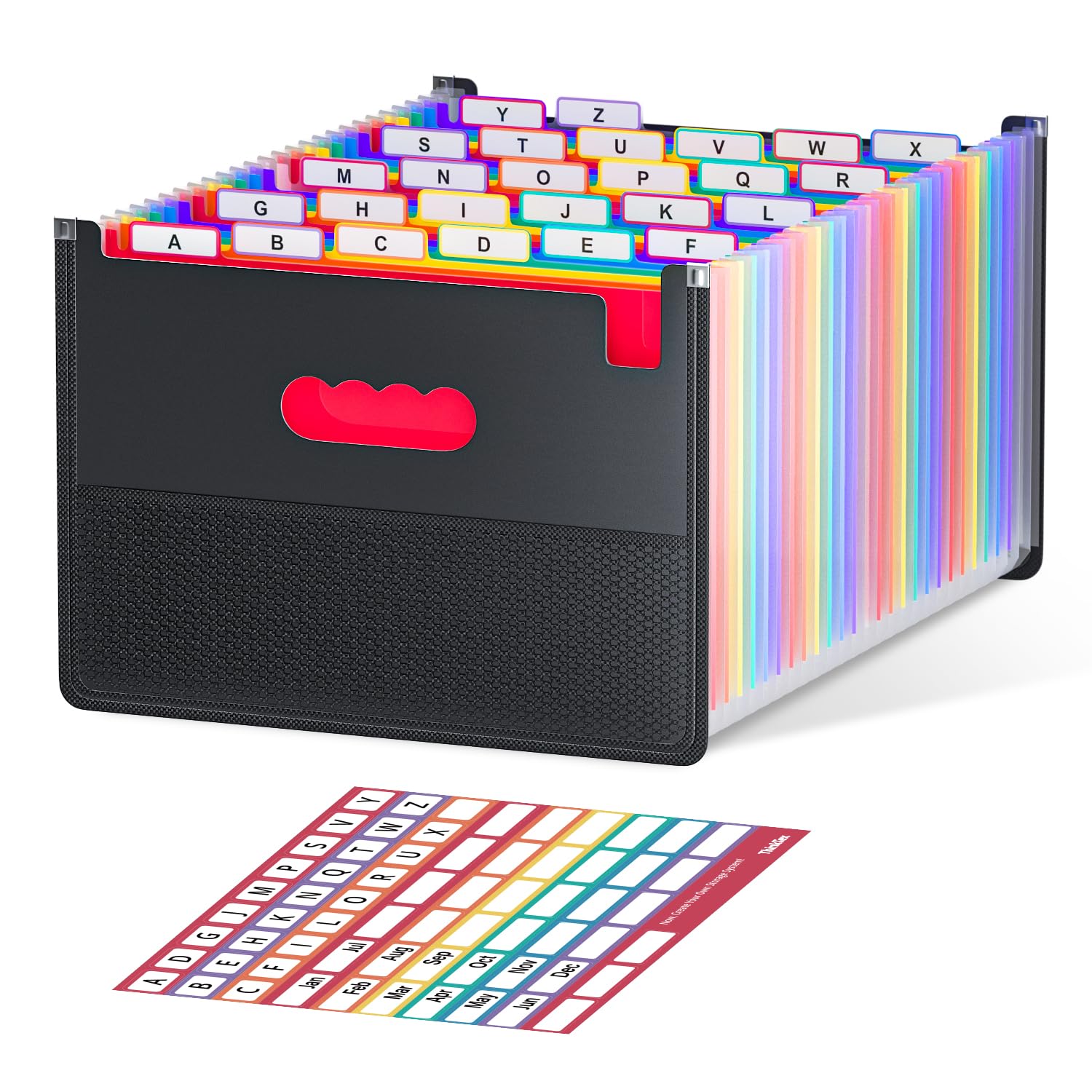 Thinktex 26 Pockets Expanding File Folder, Upright & Coverless, A-Z Colorful Tabs, Larger Capacity Accordion Folder, Letter/A4 S