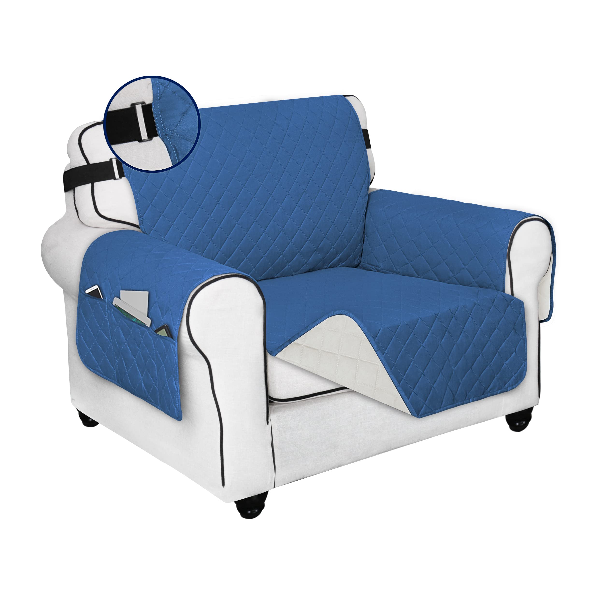 Purefit Reversible Sofa Cover Water Resistant Chair Couch Cover, Machine Washable Furniture Cover With Non-Slip Foam And Adjusta