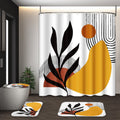 Tayney Boho Mid Century Shower Curtain Set with Toilet Lid Cover and Non-Slip Rugs, Botanical Wall Art 4 Pcs Shower Curtain Set,