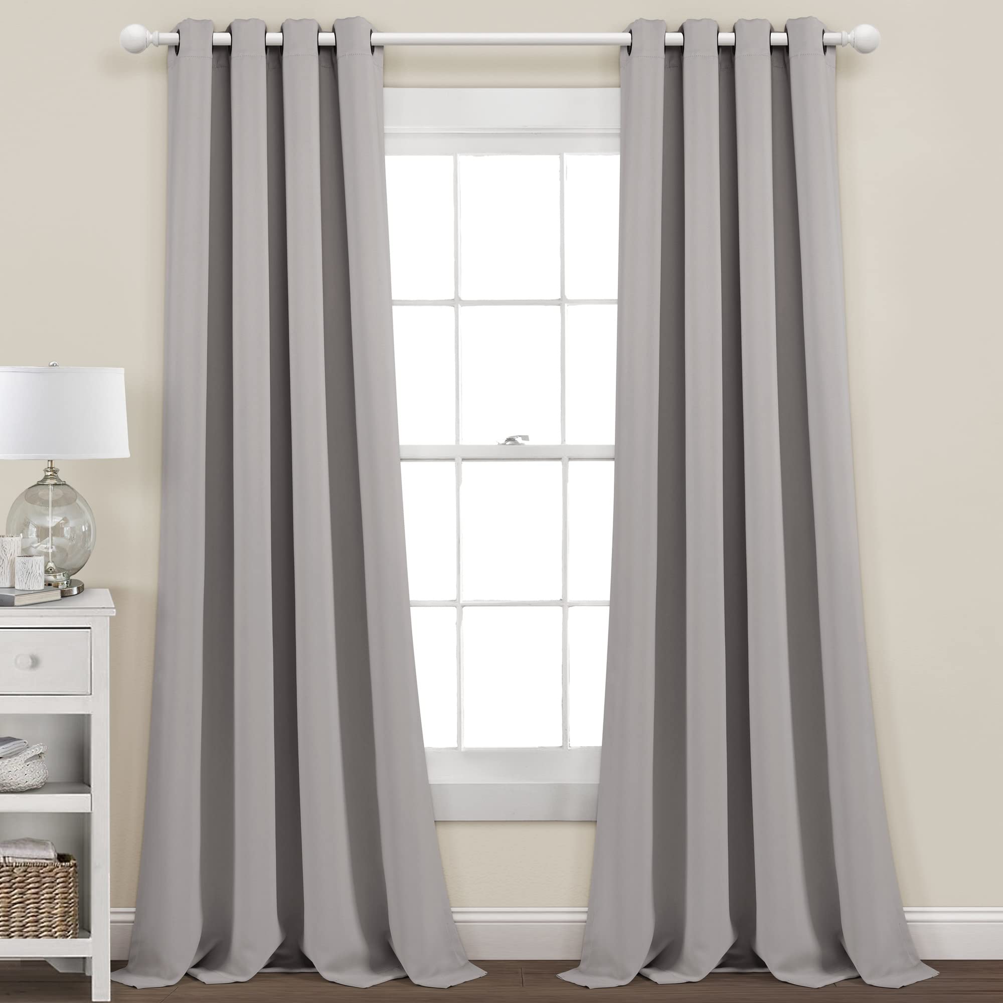 Lush Decor Insulated Grommet Blackout Window Curtain Panels, Pair, 52' W X 84' L, Gray - Classic Modern Design - Chic Window D