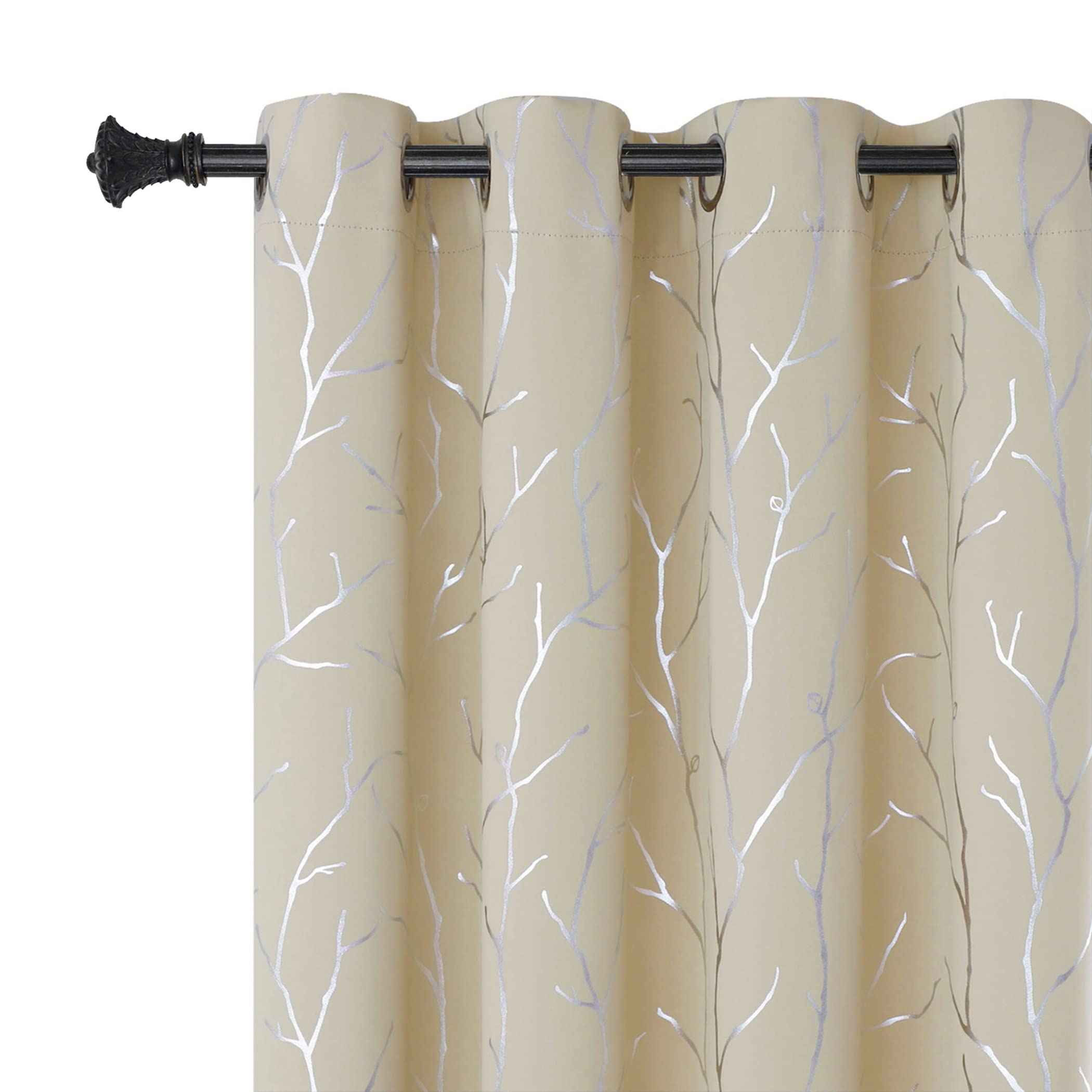 Buhua Blackout Curtains 63 Inch Curtains,Window Drapes Curtains For Bedroom 2 Panels Set, Tree Curtains, 52W X 63L, Beige