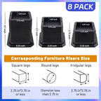 Btsd-Home Furniture Risers 3 Inch Bed Risers Heavy Duty Adjustable Dorm Bed Lifts Risers Table Desks Legs Blocks 8 Pack Black