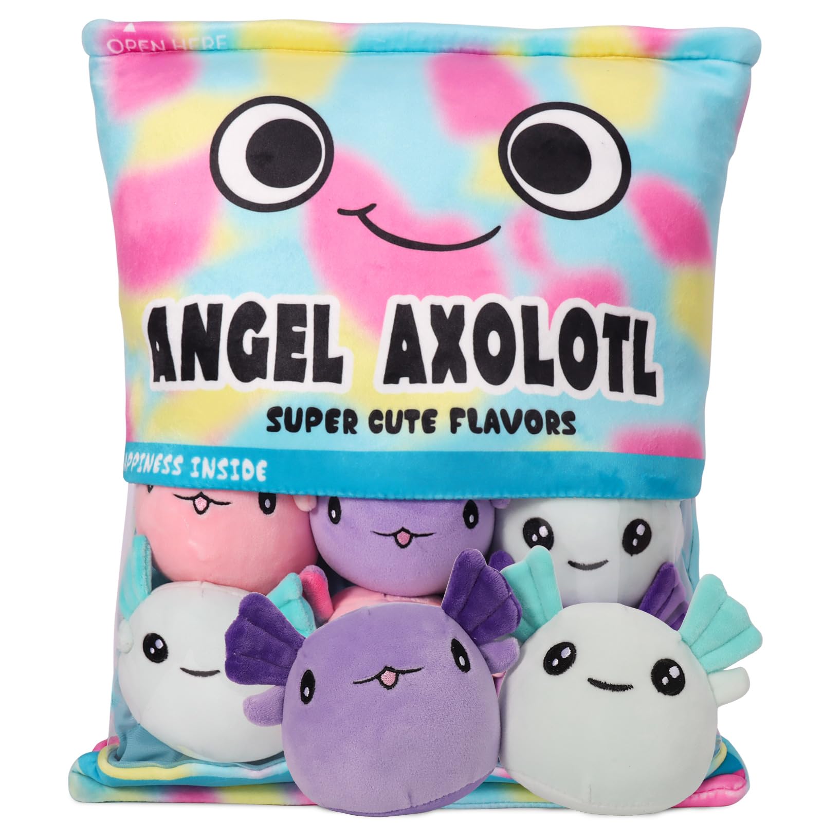 NUKBIL Axolotl Plush Pillow Throw Pillow, Cute Axolotl Plush Toys Doll, Stuffed Axolotl Gift for Kids, Birthday, Christmas, Baby