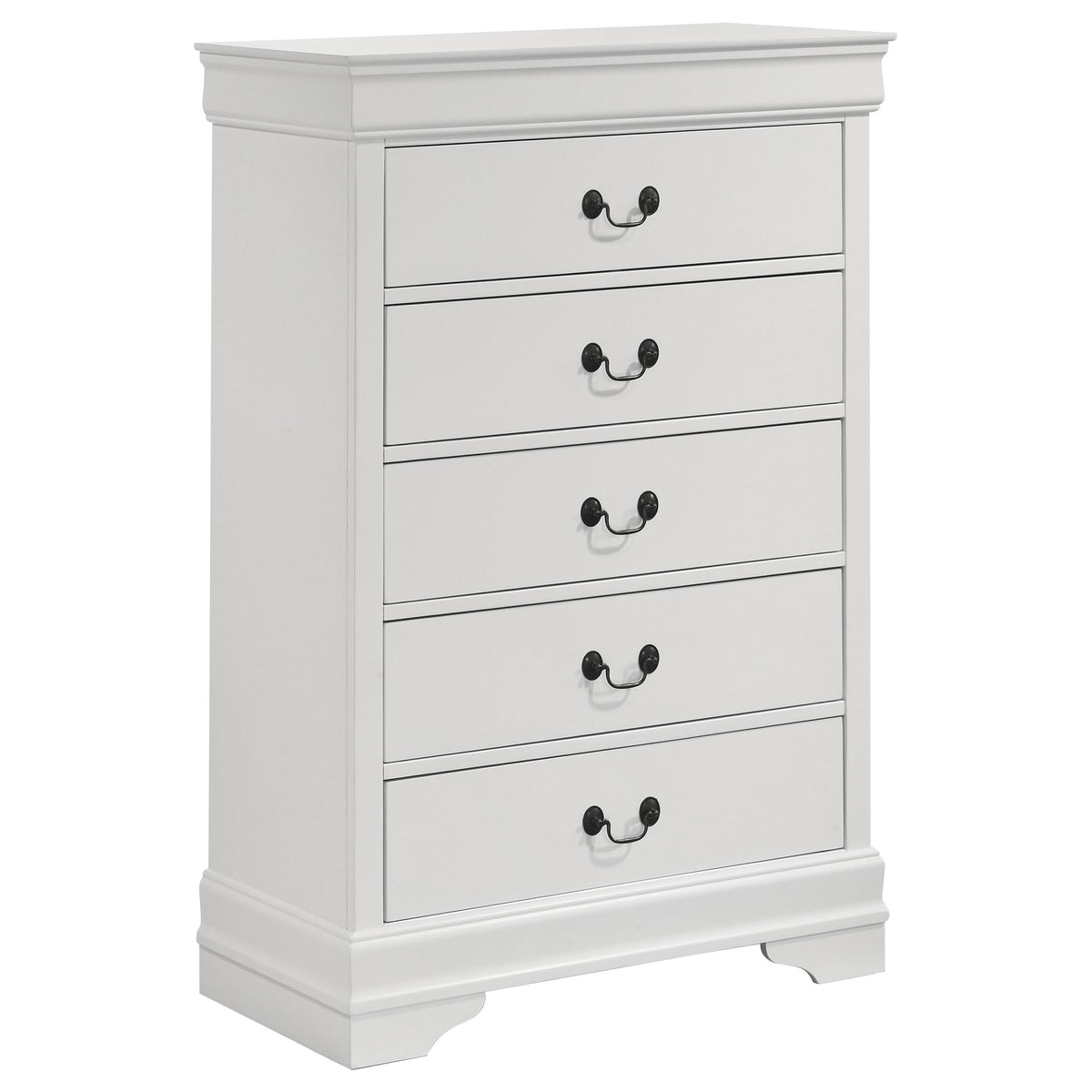 Coaster Home Furnishings Louis Philippe Traditional Wood 5-Drawer Bedroom Chest of Drawers Chiffonier Clothing Storage Cabinet Bedroom Armoire Tall Dresser Organizer Unit White 202445