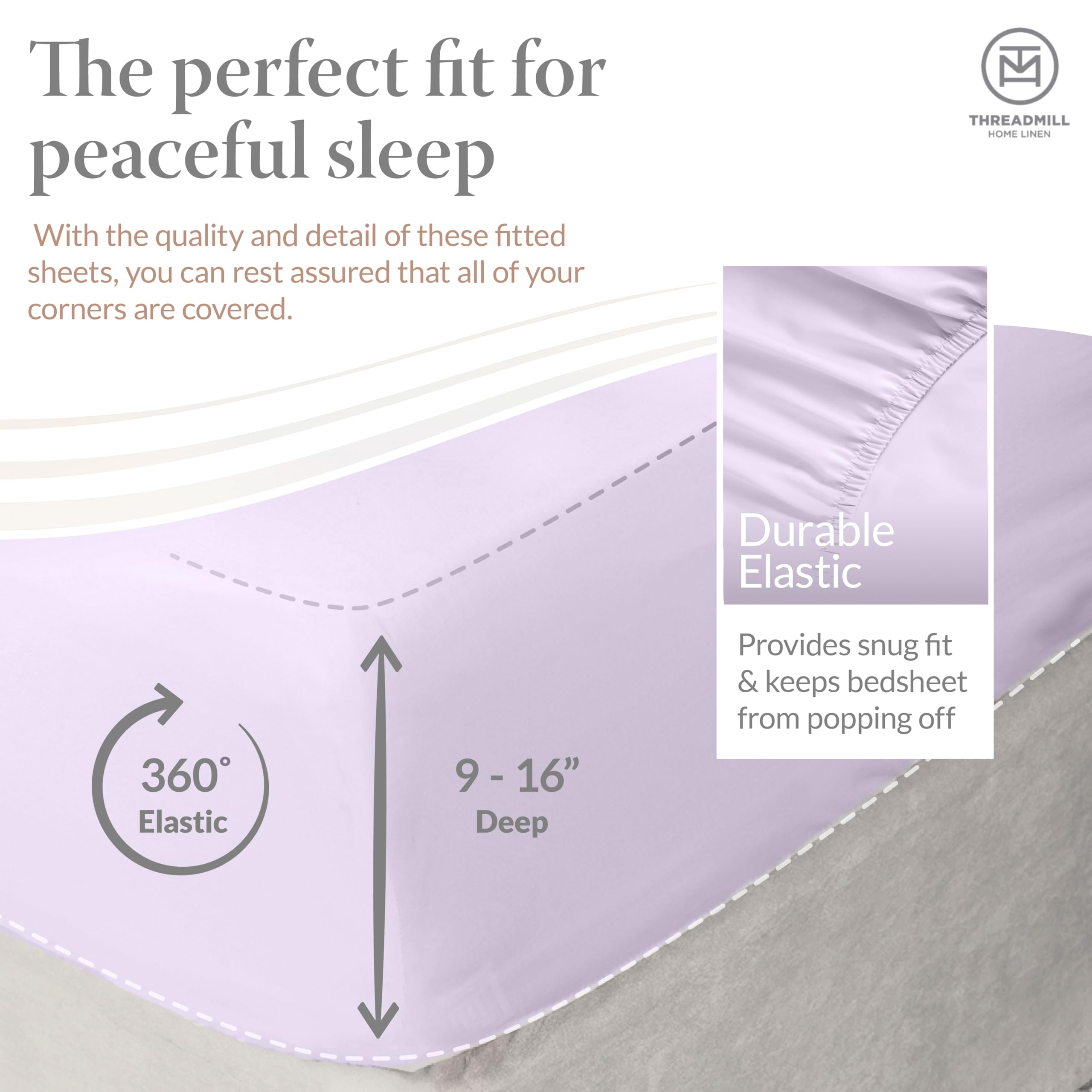 Threadmill Cotton Sheets For King Size Bed, 100% Cotton, 500 Thread Count, Deep Pocket Sheet Set For King Size Bed, Snug Fit, So