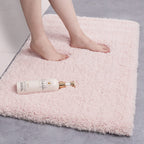 ILANGO Pink Bathroom Rugs Mats Super Absorbent, Washable Bath Mat Non Slip for Floor, Thick Plush Shaggy Bath Rug with Rubber Bo