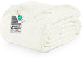 Utopia Bedding Ivory 100% Cotton Waffle Blanket 300 GSM [Queen - 90x90 Inch] Soft Lightweight Breathable Bed Blanket for All Sea