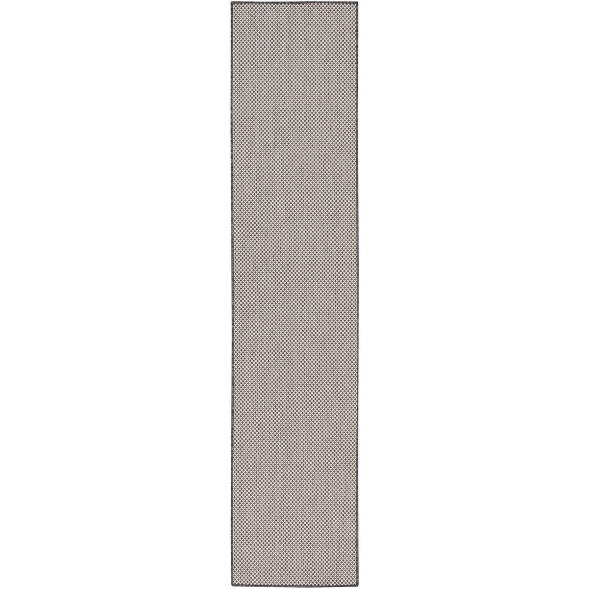 Nourison Courtyard Indoor/Outdoor Ivory/Charcoal 2'2' X 10' Area Rug, Easy Cleaning, Non Shedding, Bed Room, Living Room, Dinin