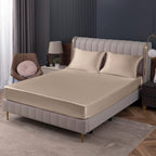 Homiest Taupe Satin Fitted Sheet Full Size Fitted Bed Sheet, Deep Pocket Fitted Sheet Only, Luxury & Ultra Soft Bedding Fitted Sheet Single Bottom Bed Sheets Sold Separately
