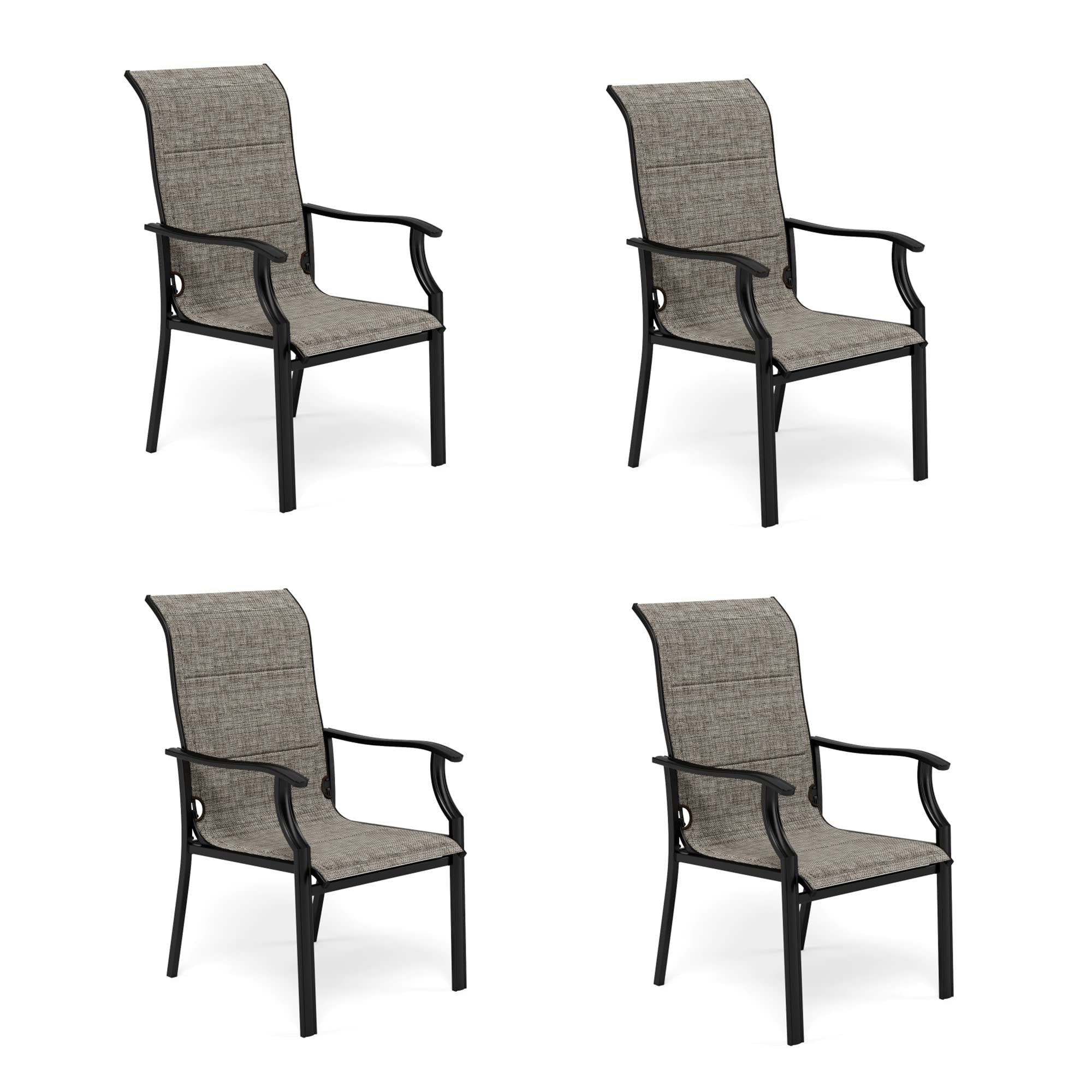 Mfstudio Patio Dining Chairs Set Of 4, Padded Textilene Patio Chairs Outdoor Dining Chairs, High Back Sling Patio Chairs For Bac