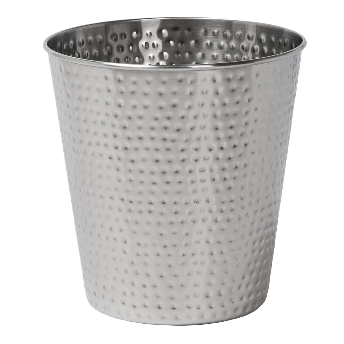 happimess Axel 2 Gal Hammered Steel Waste Bin 10, Brushed Steel