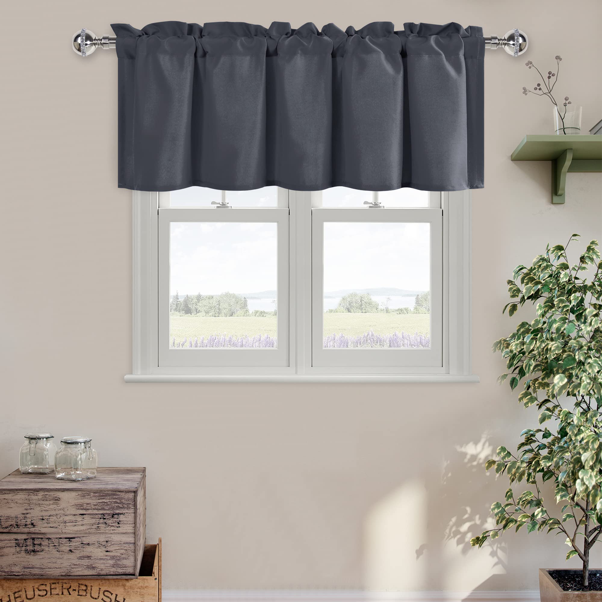 DWCN Kitchen Curtains Valance for Windows, Bathroom/Basement Curtains for Windows, 18 Inch Short Curtains for Small Window - 1 P
