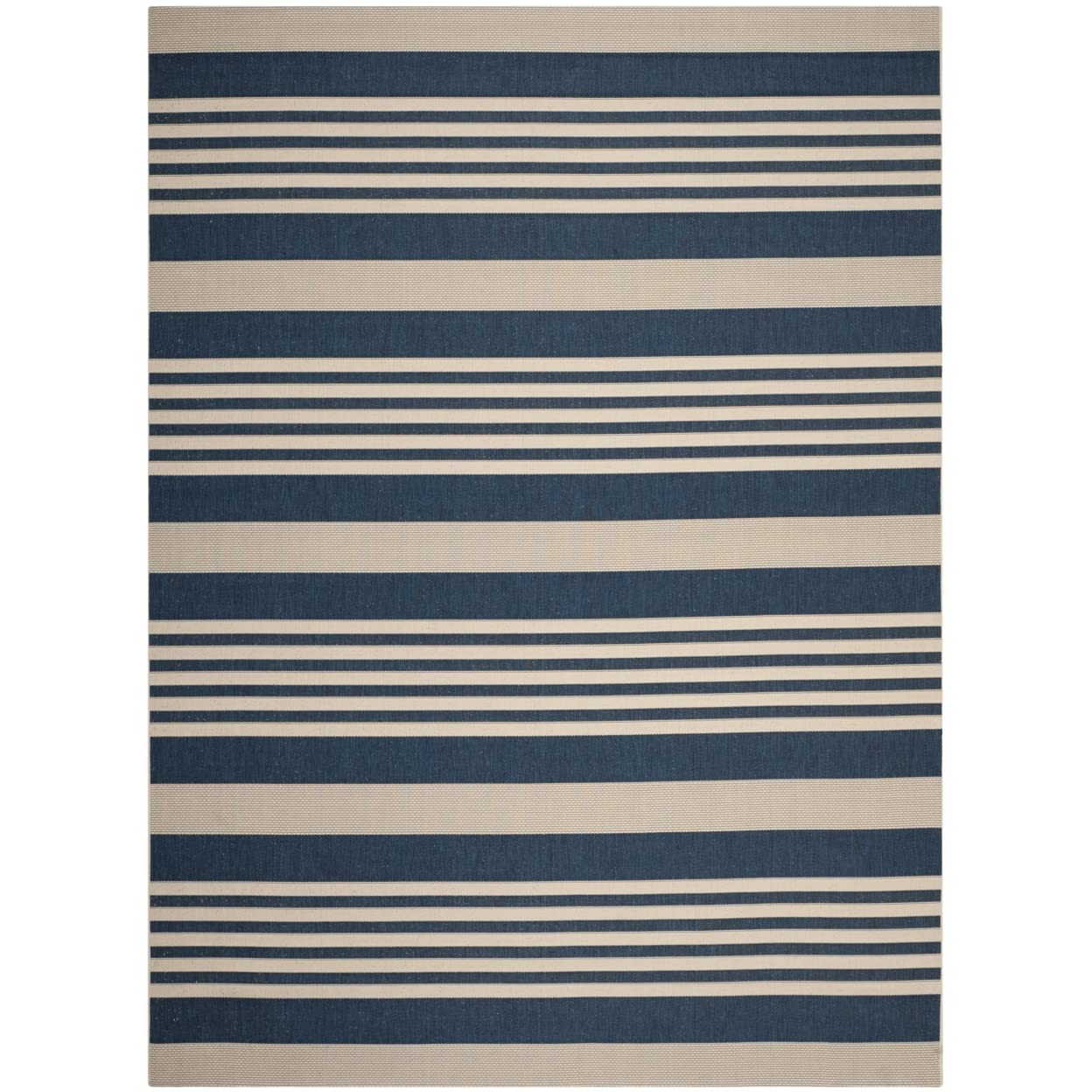 SAFAVIEH Courtyard Collection 8' x 10' Navy/Beige CY6062 Stripe Indoor/ Outside Waterproof Easy cleansingPatio Backyard Mudroom 