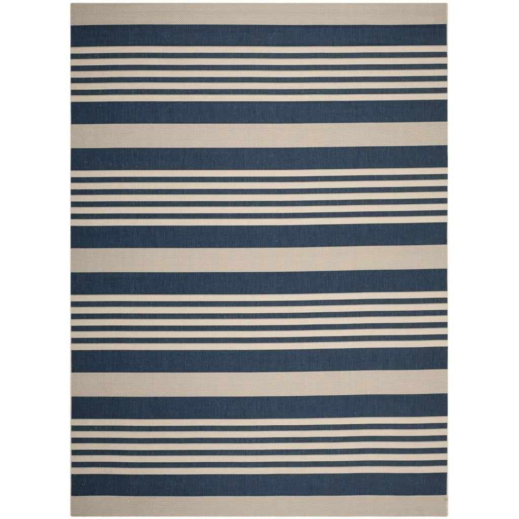 SAFAVIEH Courtyard Collection 8' x 10' Navy/Beige CY6062 Stripe Indoor/ Outside Waterproof Easy cleansingPatio Backyard Mudroom 