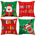 Merry Christmas Pillow Covers 26X26 Set Of 4 Velvet Christmas Pillow Cases Red Green Xmas Holiday Throw Pillow Covers Soft Chris
