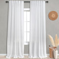 KOUFALL White Sheer Curtains 108 Inches Long for Living Room 2 Panels Set Back Tab Rod Pocket Semi Privacy Light Filtering Linen