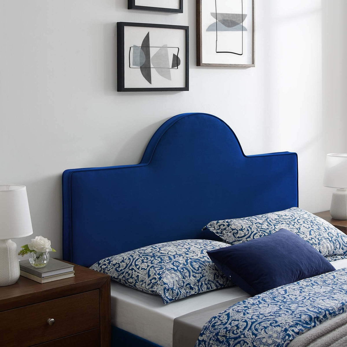 Modway Dawn Performance Velvet Headboard, Twin, Navy