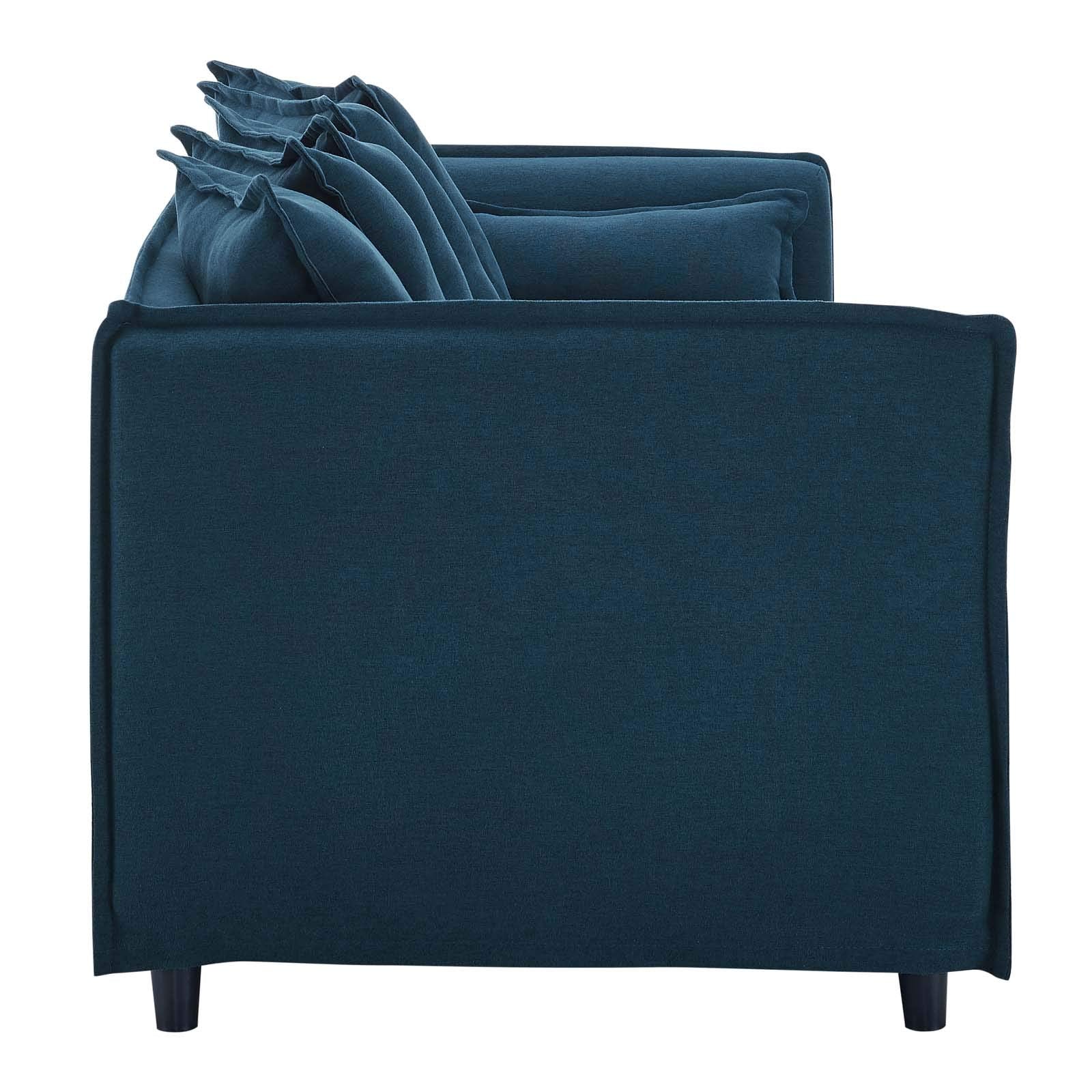 Modway Avalon Fabric Upholstered Slipcover Sofa in Azure