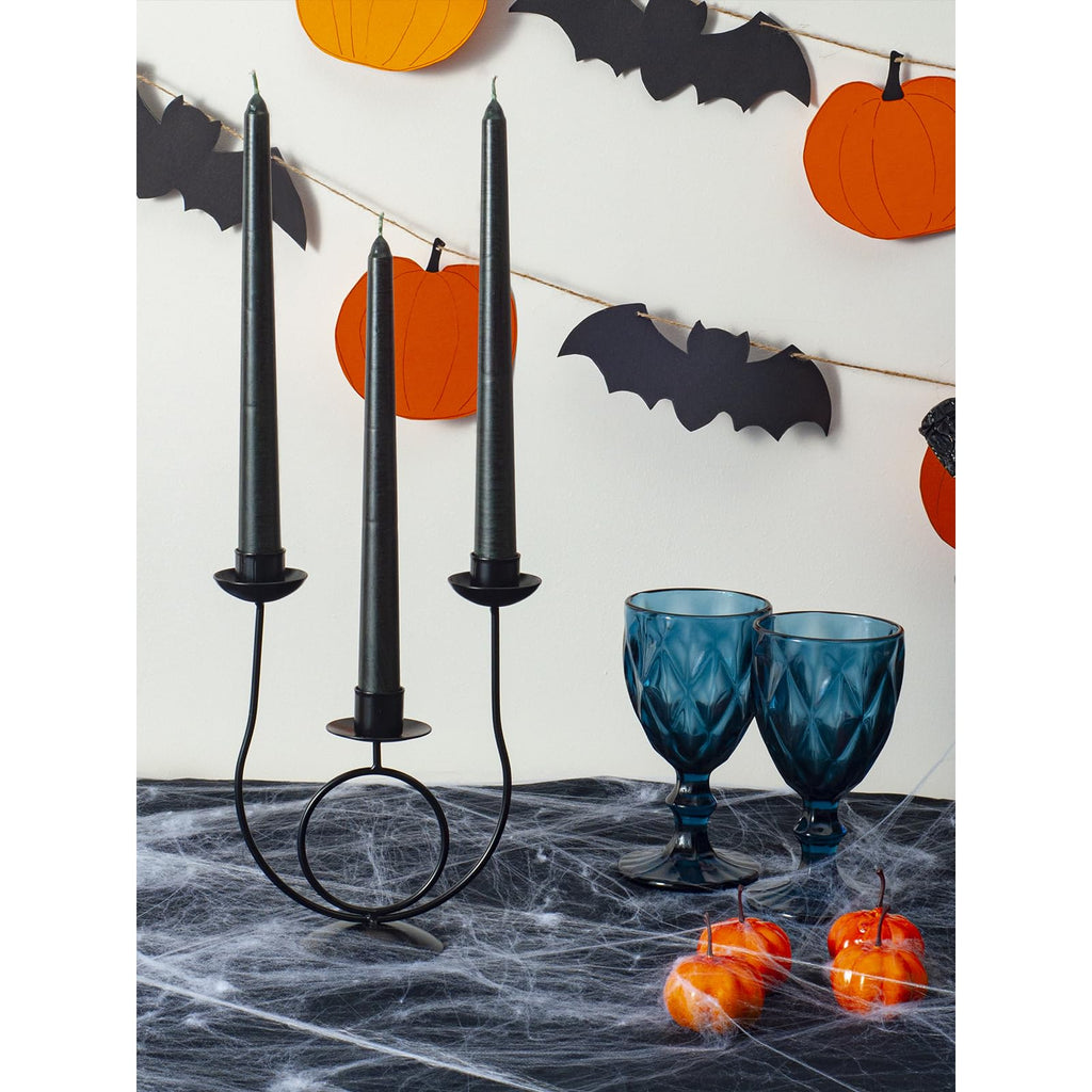 Candwax 10 Inch Taper Candles Set Of 12 - Tall Candles Unscented - Black Tapered Candle Sticks Perfect As Halloween Decoration C