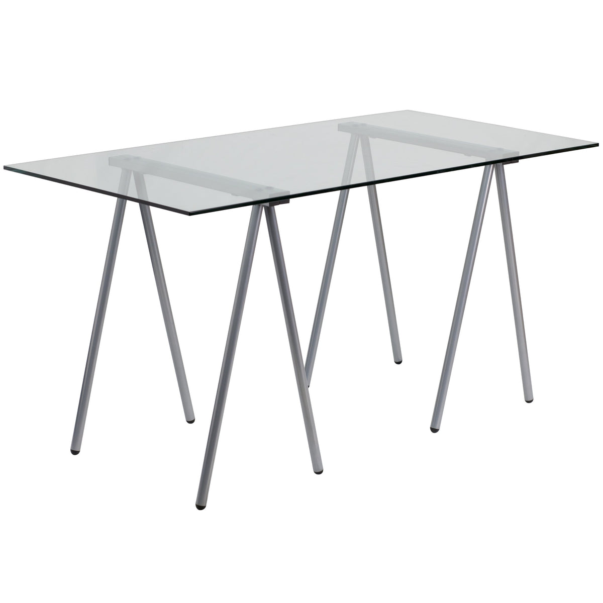 Flash Furniture Glass Computer Desk with Silver Metal Frame