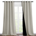 Nicetown Natural Blackout Curtains 90 Inches Long, Full Light Blocking Drapes With Black Liner For Nursery, Thermal Insulated Dr
