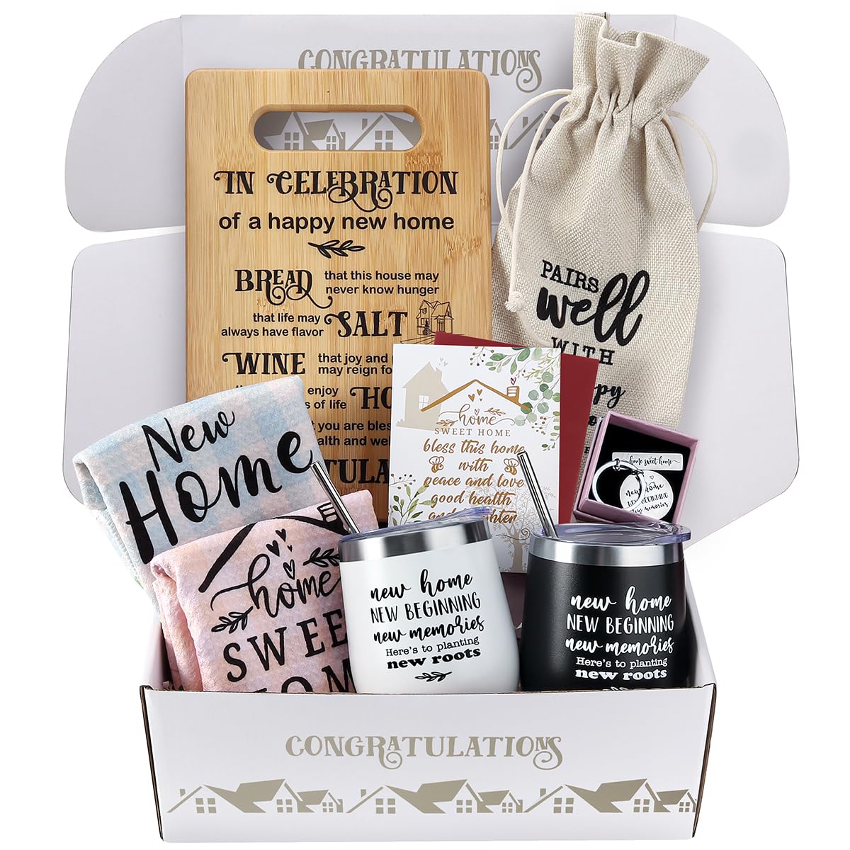 Housewarming Gifts for New Home House Warming Gift Set Basket for First / New Home Owner, House Warming Gifts New Home Couple, W
