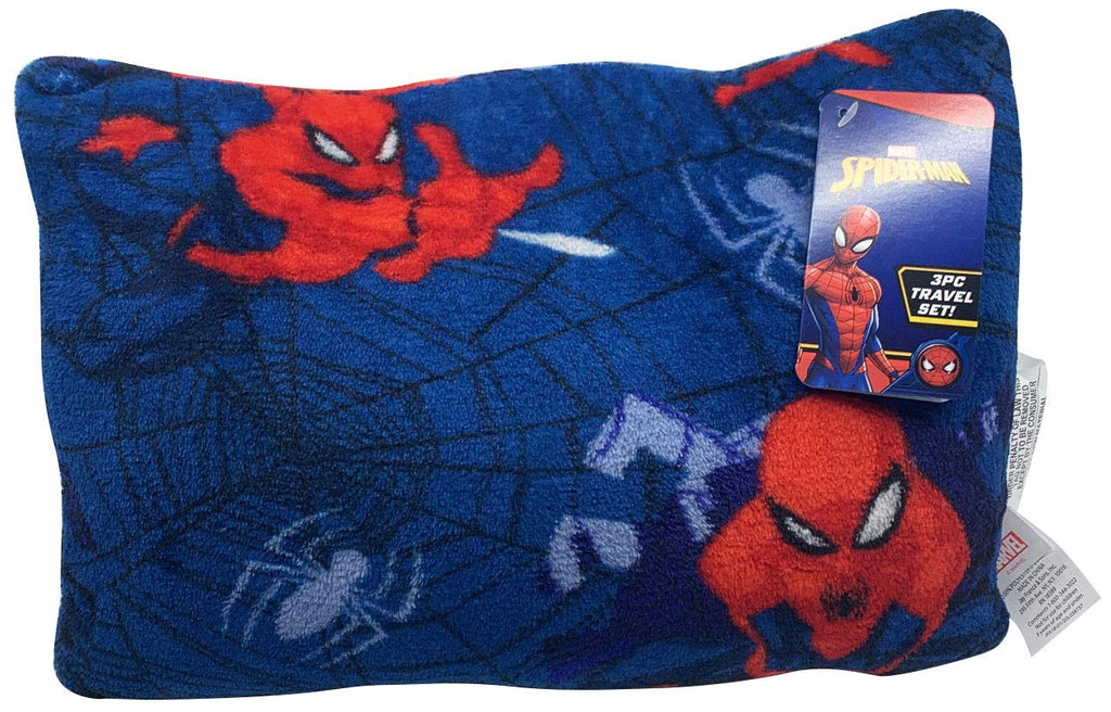 Jay Franco Marvel Spiderman Travel Set - 3 Piece Kids Travel Set Includes Blanket, Pillow, & Plush