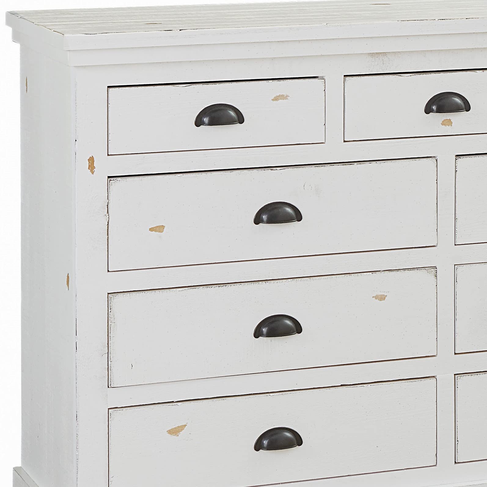 Progressive Furniture Willow Drawer Dresser, 64&quot; W X 18&quot; D X 42&quot; H, Distressed White