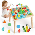 VEVOR Montessori Activity Table for Toddler 1-3 Years Old, 13 in 1 Wooden Learn Activity Desk, Baby Play Table for Boys & Girls 