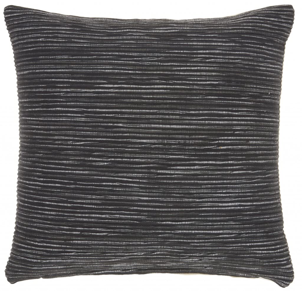 HomeRoots Cotton Charcoal Distressed Stripes Throw Pillow