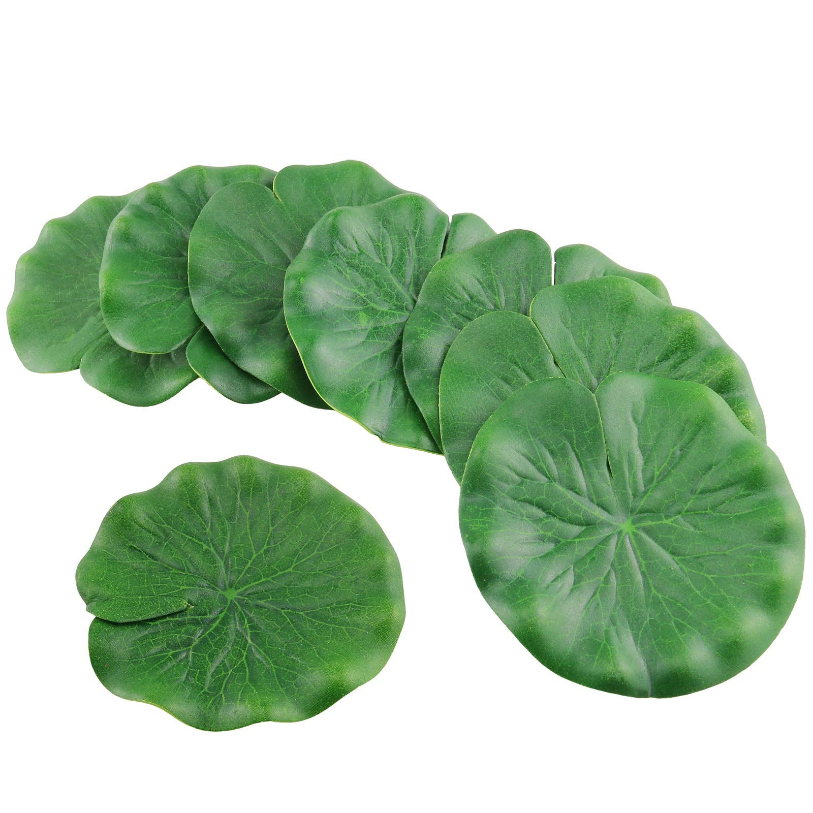 HJ Garden 10Pcs 4Inch Lotus Leaf EVA Water Surface Decoration Artificial Floating Foam Lotus Leaves Artificial Foliage Pond Deco