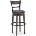 Signature Design By Ashley Caitbrook 30' Farmhouse Bar Height Upholstered Swivel Barstool, Gray
