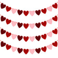 40 Felt Hearts Valentines Decor, 4PCS Valentines Love Garland, Red Pink Burgundy Love Banner, Pre-Assembled Valentine Banner Adj