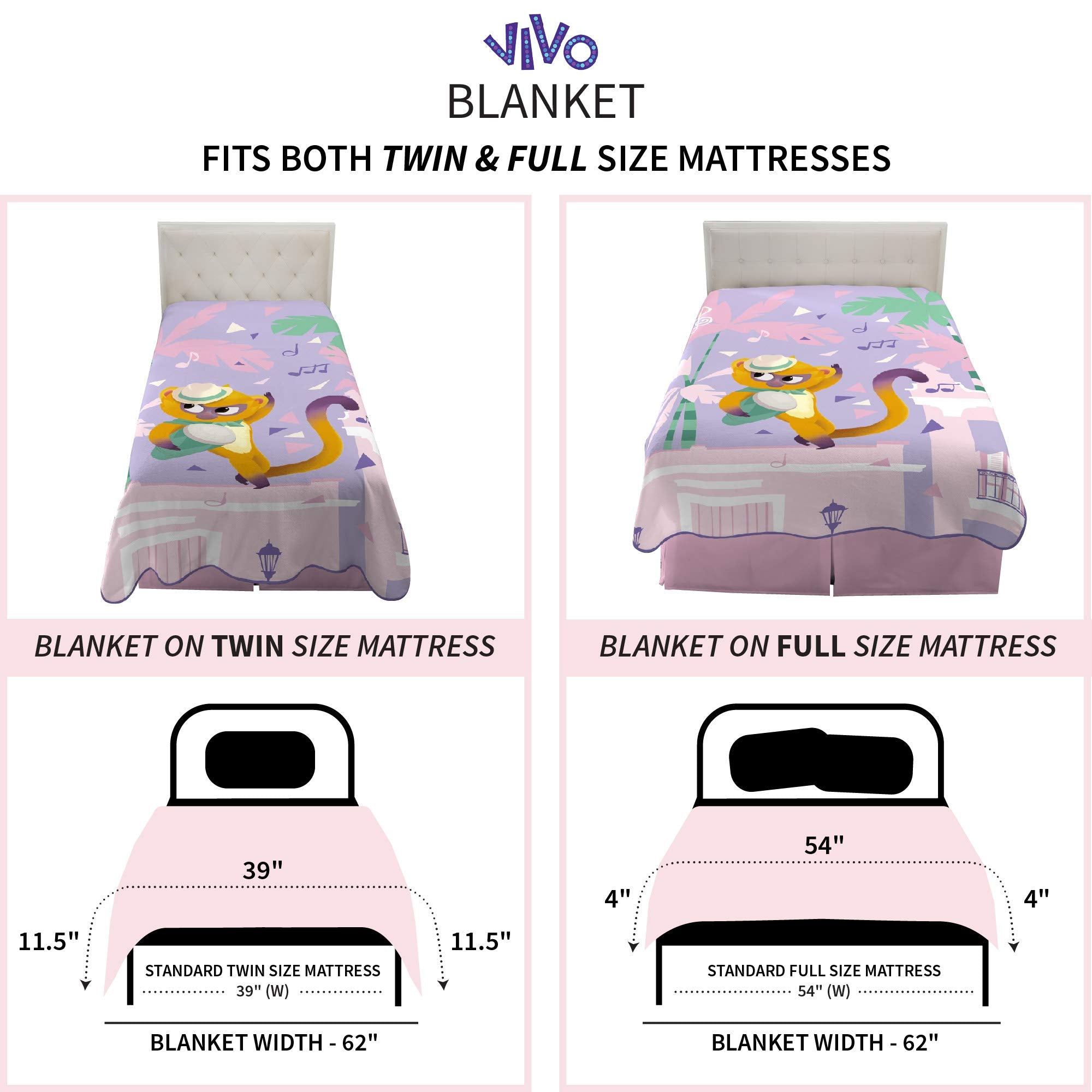 Franco Kids Bedding Super Soft Micro Raschel Blanket, 62 In X 90 In, Sony Vivo