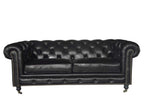 HomeRoots Furniture 36' X 76' X 30' Black Leather Sofa 2 Places