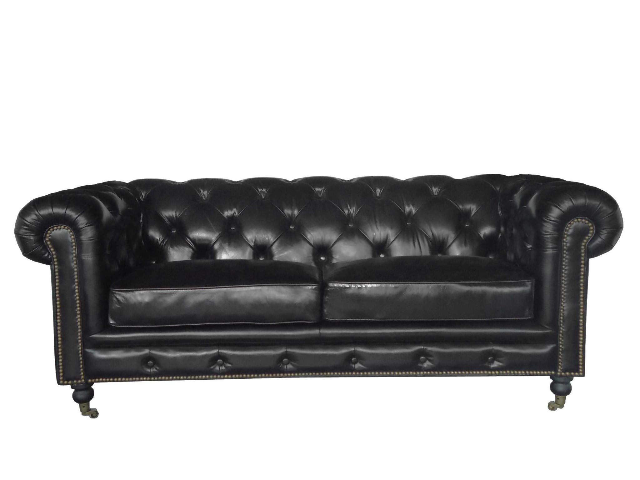HomeRoots Furniture 36' X 76' X 30' Black Leather Sofa 2 Places