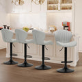 COLAMY Bar Stools Set of 4, Modern Swivel Bar Chairs, Adjustable Faux Leather Upholstered Barstools Counter Height with High Bac