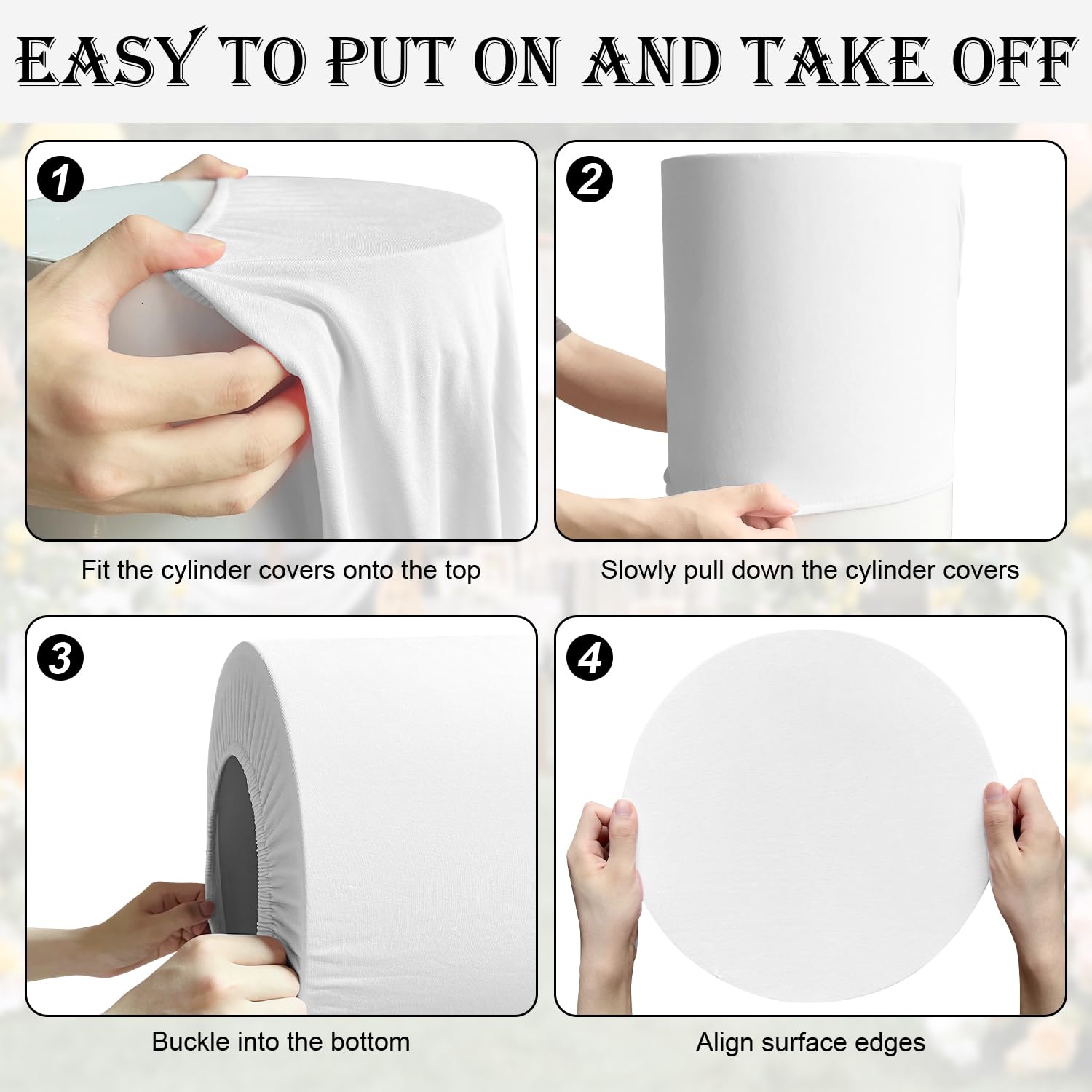 Saitimade Set Of 5 - White Cylinder Pedestal Stand Covers, Flexible Cylinder Stand Covers For Party, Wedding Or Birthday Event D