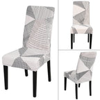 Jqinhome White Chair Covers For Dining Room Set Of 6, High Stretch Removable Washable Parsons Chair Slipcover For Home Party Hotel Wedding Ceremony (6Pcs, Geometric)