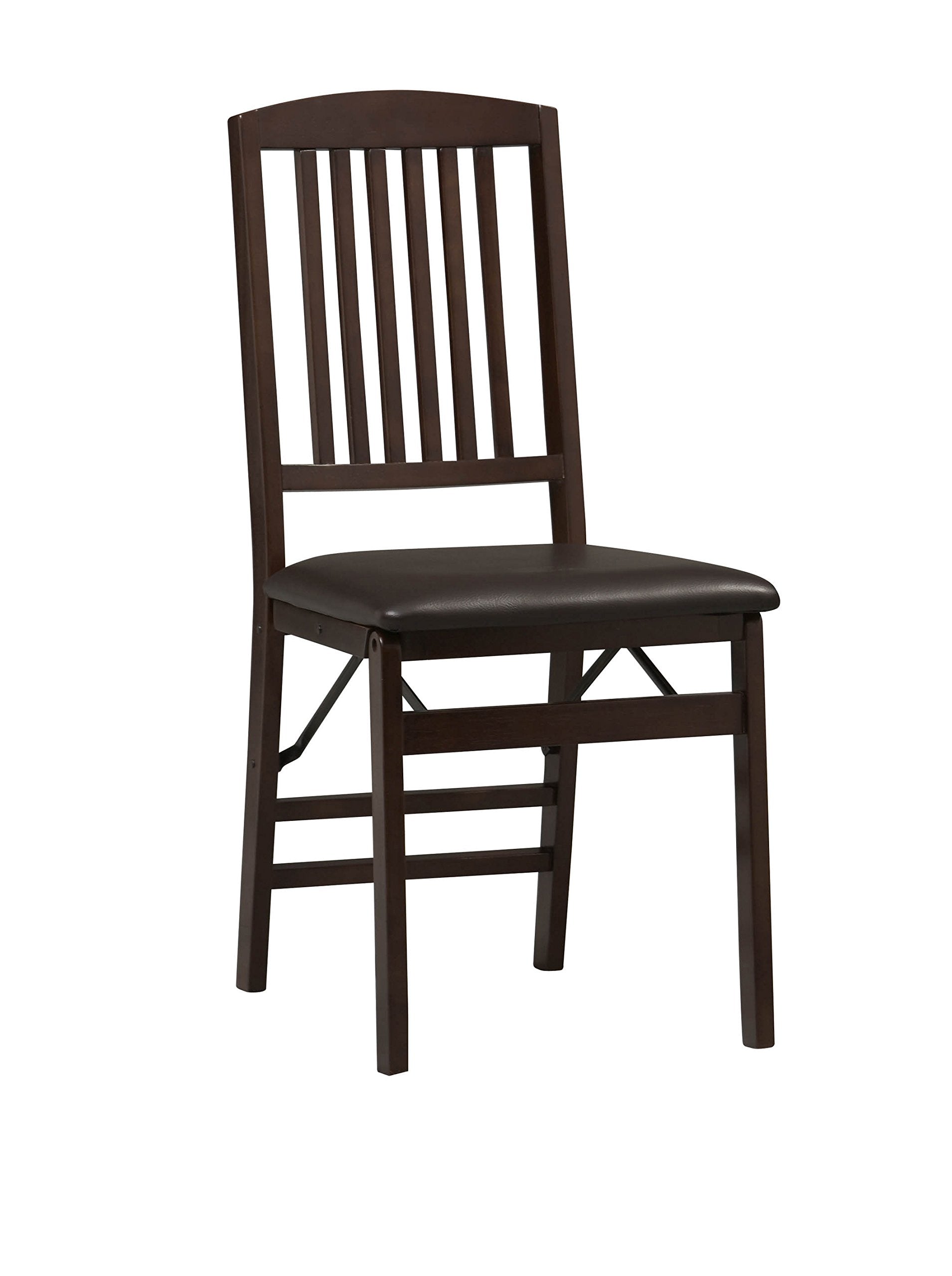 Linon Triena Mission Back Set of 2 Folding Chair, 17 w x 20 d x 36 h, Brown