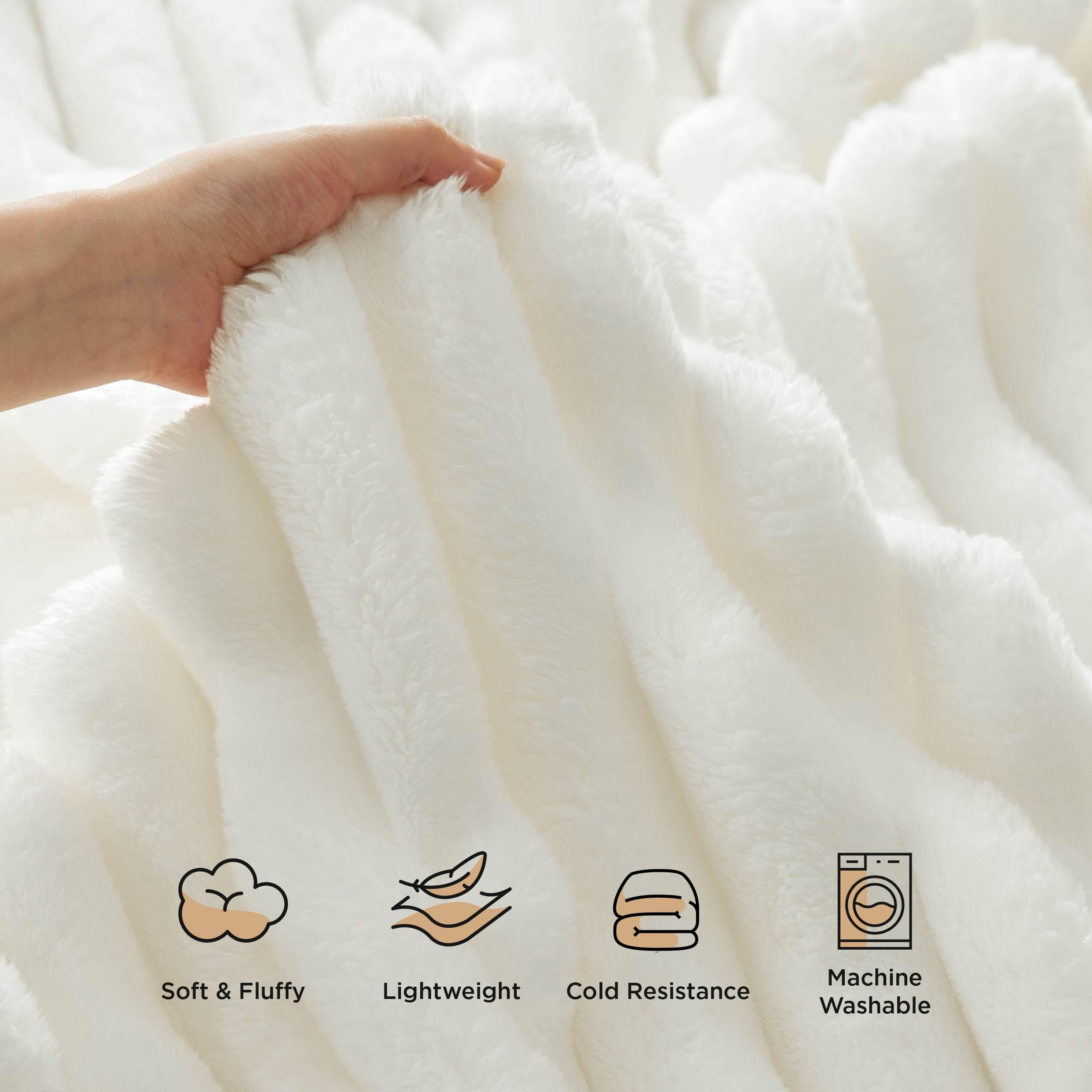 Bedsure White Throw Blankets For Bed - Super Soft Cozy Blanket For Bed, Cute Small Fleece Blanket For Girls And Women, 50X60 Inc