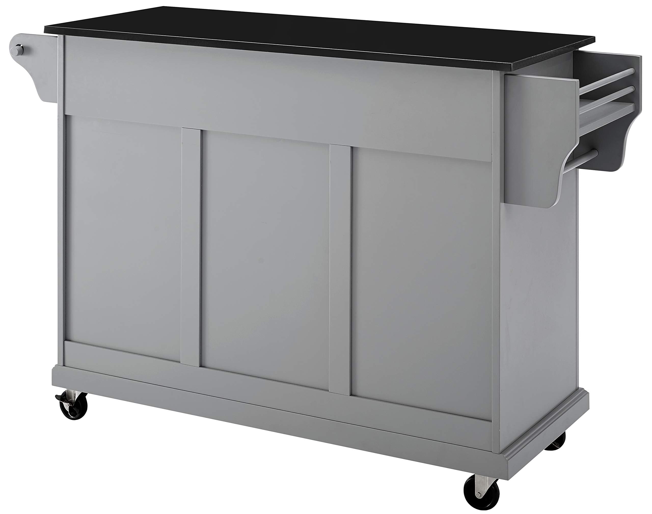 Crosley Furniture Full Size Granite Top Rolling Kitchen Island Storage Cart, Microwave Stand, Spice Rack, Gray