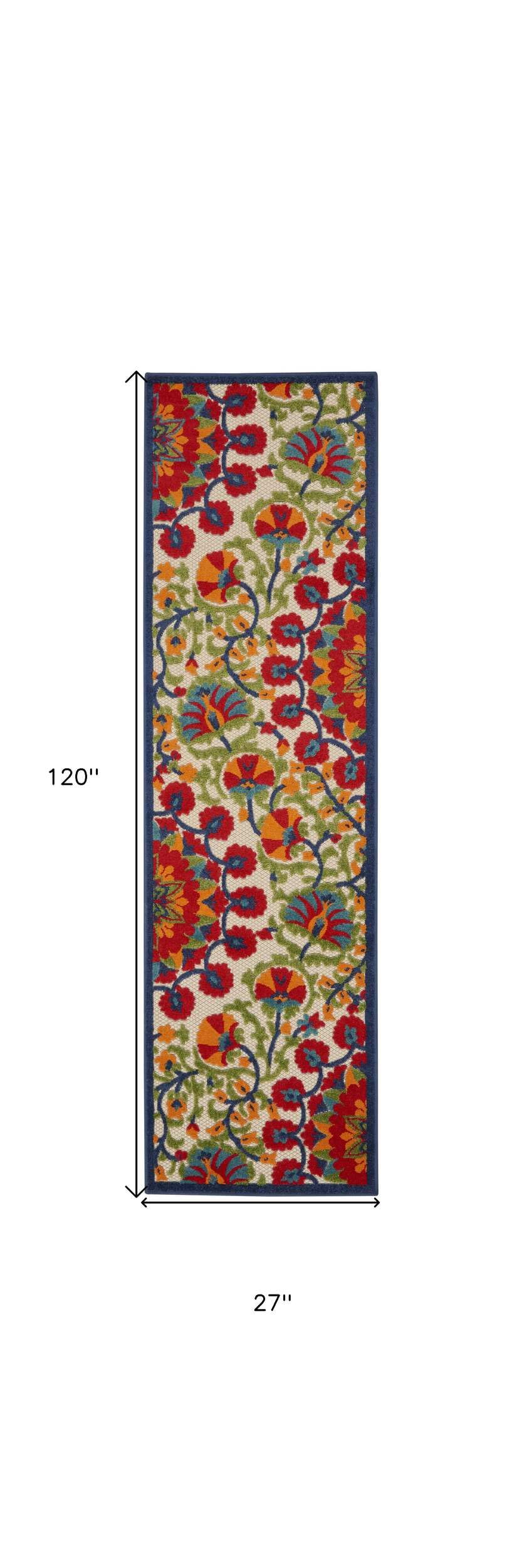 HomeRoots 3' X 4' Red and Ivory Floral Indoor Outdoor Area Rug