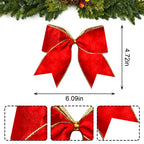 Threetols 10Pcs Christmas Wreath Bows, Red Velvet Bows For Wreath Rustic Farmhouse Bows For Front Door Winter Red Bows Christmas