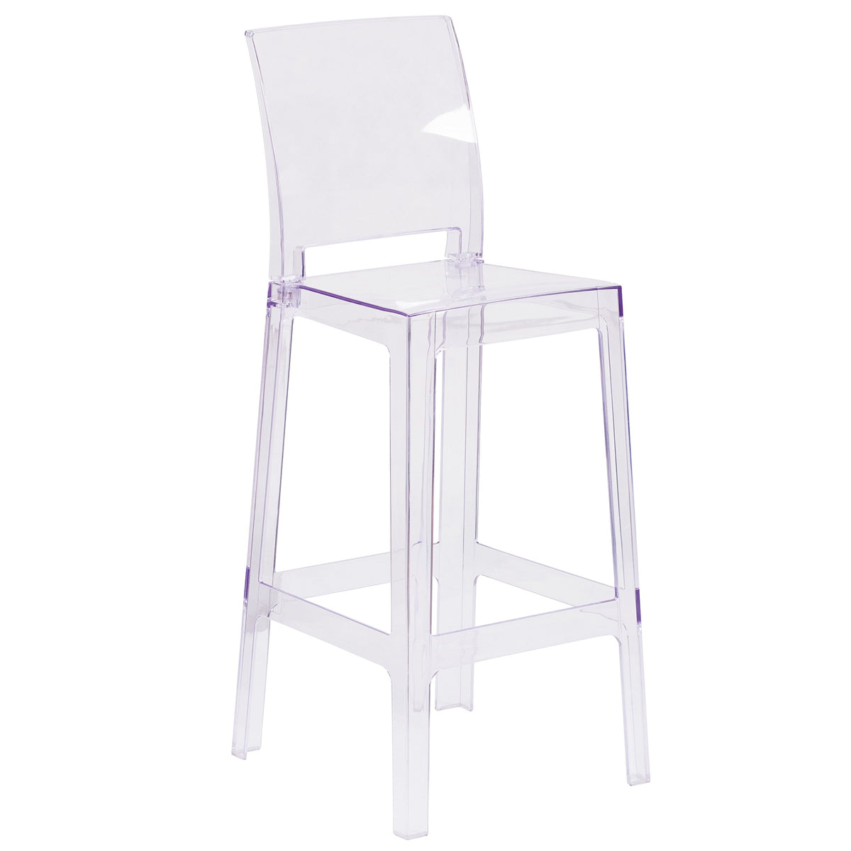 Flash Furniture Ghost Barstool With Square Back In Transparent Crystal