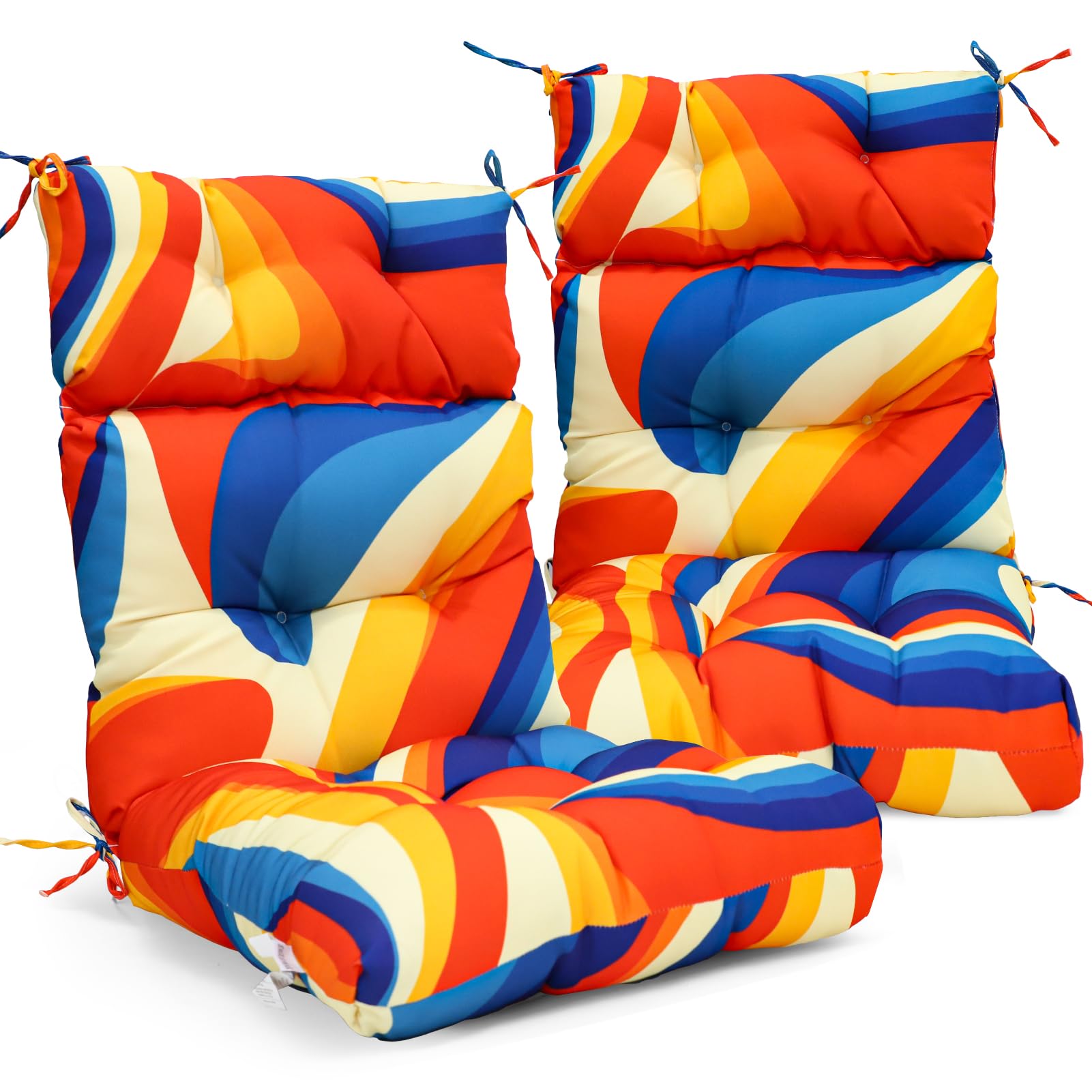 Eagle Peak Tufted Outdoor/Indoor High Back Patio Chair Cushions, Set Of 2, 46' X 22', Swirl