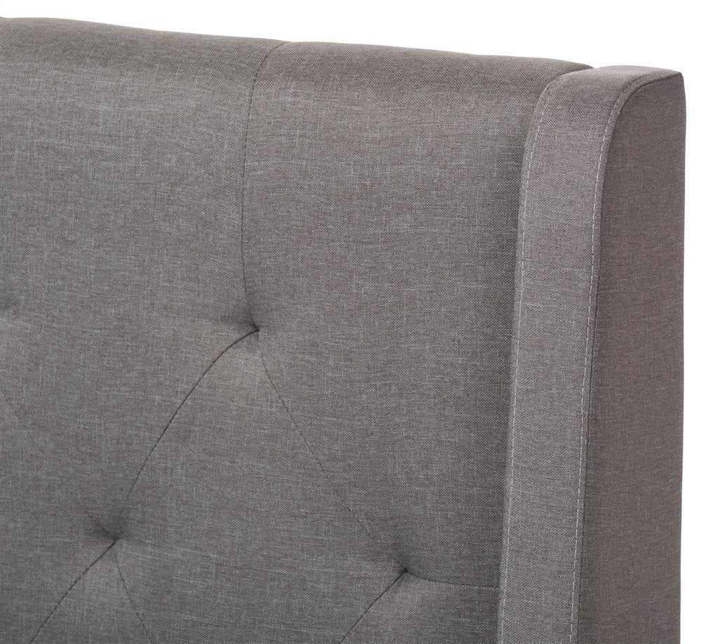 Baxton Studio Adelaide Retro Modern Light Grey Fabric Upholstered Queen Size Platform Bed