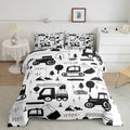 Feelyou Construction Bedding Set Twin Size Equipment Trucks Comforter Set For Kids Boys Girls Decor Cartoon Car Excavator Tracto