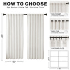 Meetbily Ivory Linen Sheer Curtains 63 Inch Length For Living Room 2 Panel Set Farmhouse Rod Pocket Window Drapes Light Filterin
