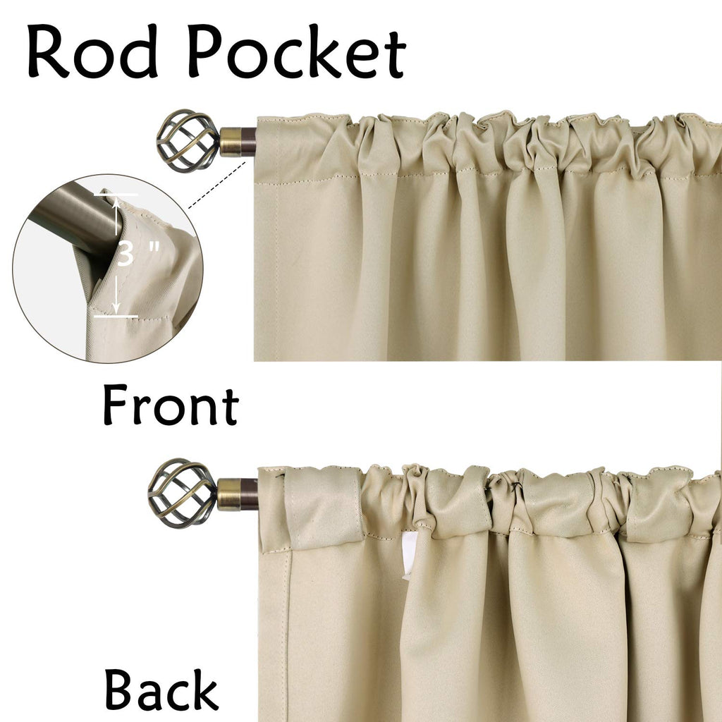 Bgment Rod Pocket And Back Tab Blackout Curtains For Bedroom - Thermal Insulated Room Darkening Curtains For Living Room, 2 Window Curtain Panels (52 X 90 Inch, Beige)